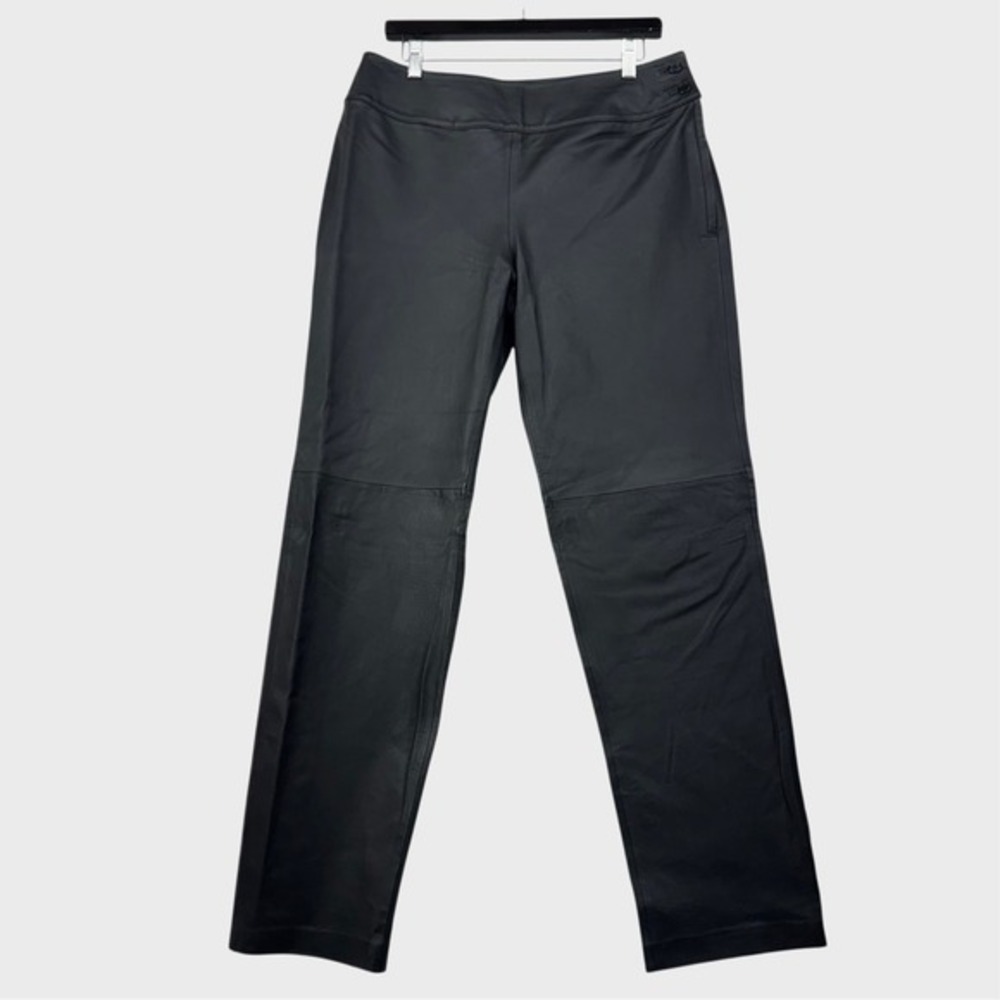 Vtg  90's‎ Minimalism Black Genuine Real Leather Pants Womens Size 12 33" waist